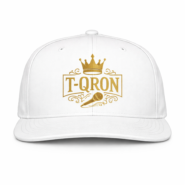 White T-QRON Gold Logo Hat