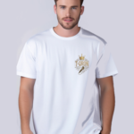 White T-QRON Shirt - Gold Logo - Display-1 White T-QRON Shirt - Gold Logo - Display-1
